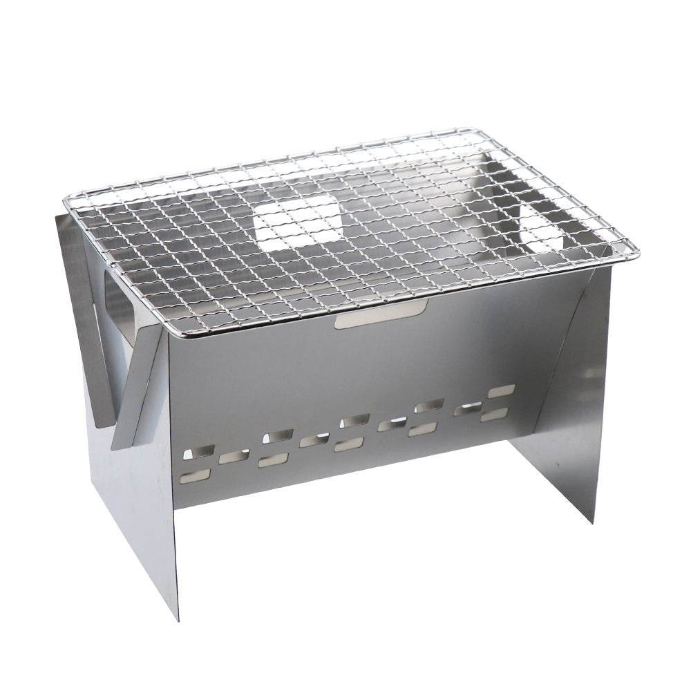 Stainless Steel Portable X-shaped Grill DIY Card Grill New Mini Folding Camping Wood Stove - Mubimart
