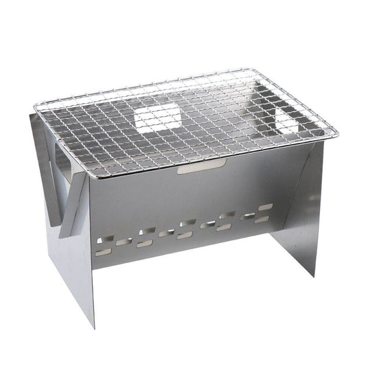 Stainless Steel Portable X-shaped Grill DIY Card Grill New Mini Folding Camping Wood Stove - Mubimart