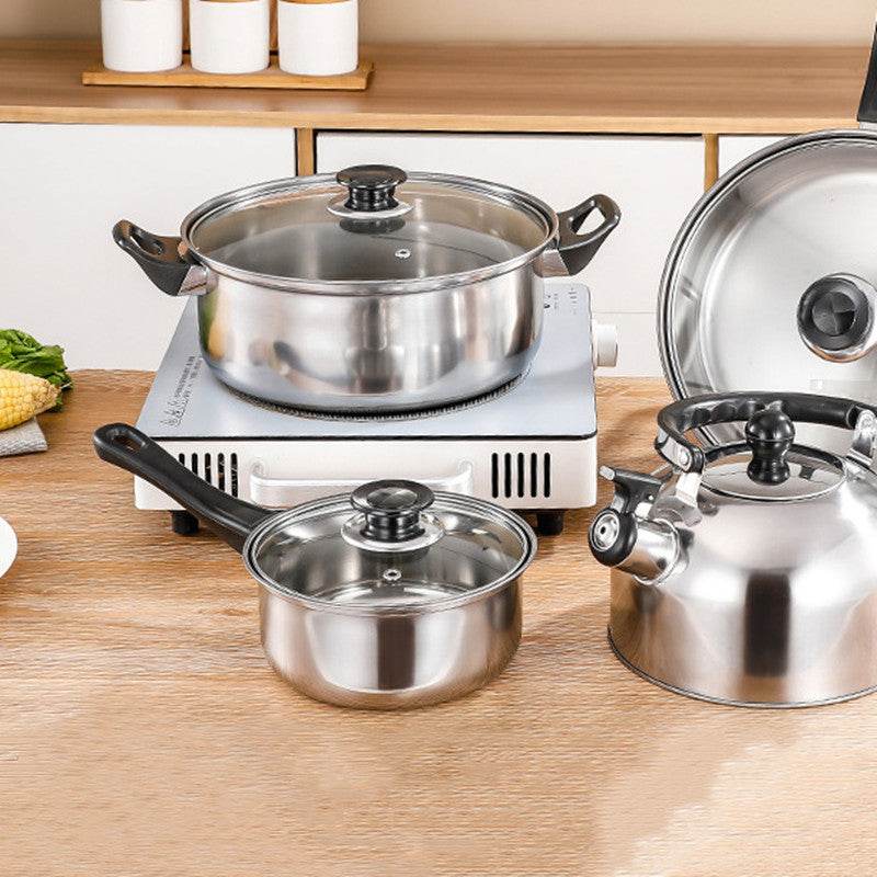 Stainless Steel Pot Set Pot Milk Pot Soup Pot Frying Pan With Kettle - Mubimart