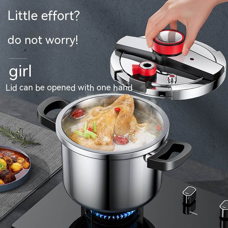 Stainless Steel Pressure Cooker 6L Household Thickened Explosion-proof Pressure Cooker Three-speed Stew Energy-saving Pot - Mubimart
