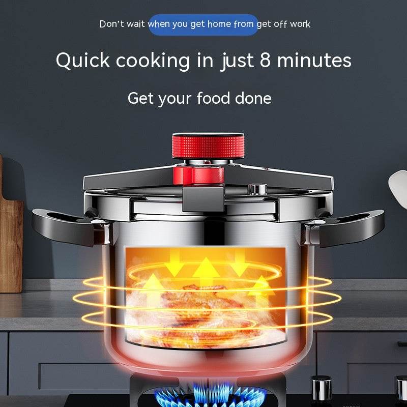 Stainless Steel Pressure Cooker 6L Household Thickened Explosion-proof Pressure Cooker Three-speed Stew Energy-saving Pot - Mubimart