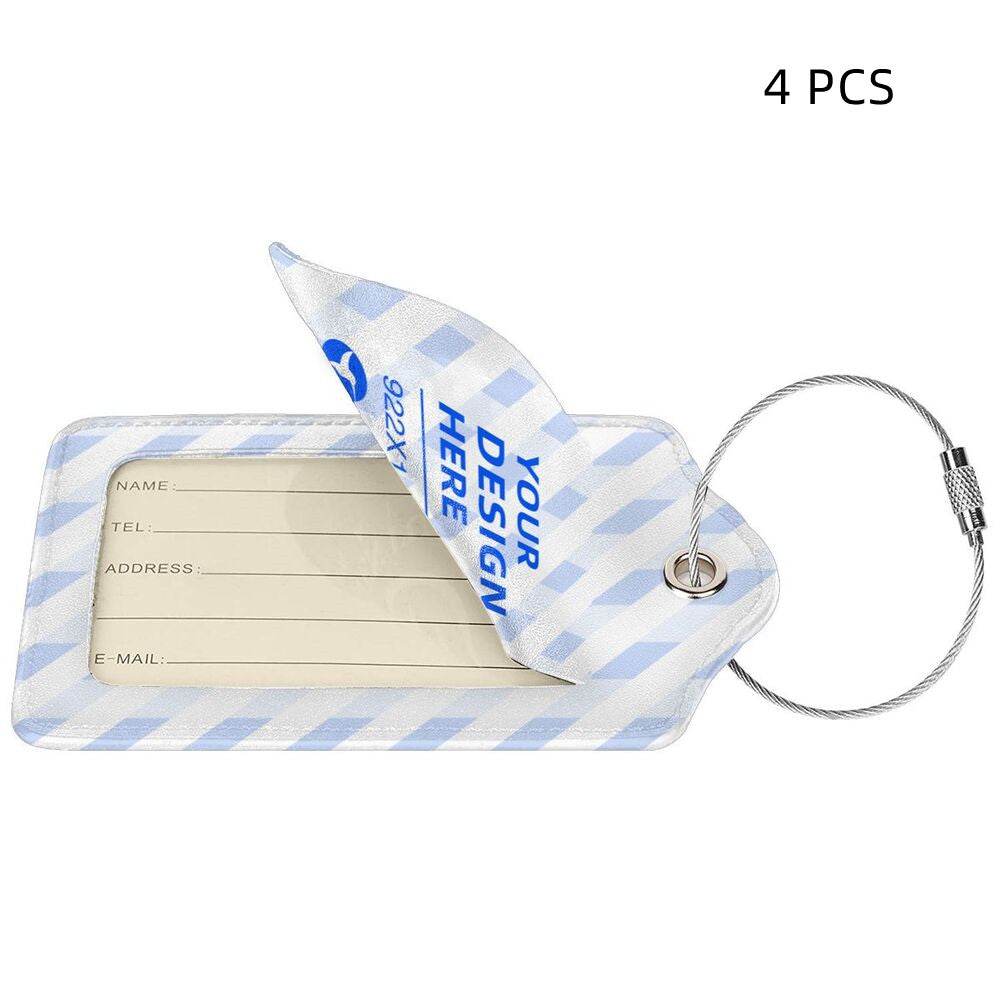 Stainless Steel Ring Leather Luggage Tag - Mubimart