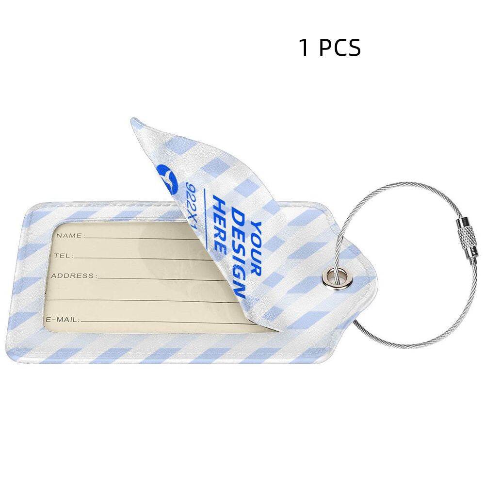 Stainless Steel Ring Leather Luggage Tag - Mubimart