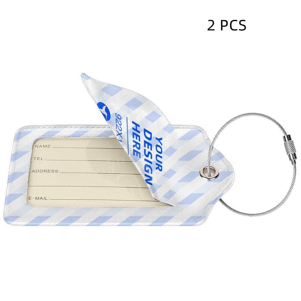 Stainless Steel Ring Leather Luggage Tag - Mubimart