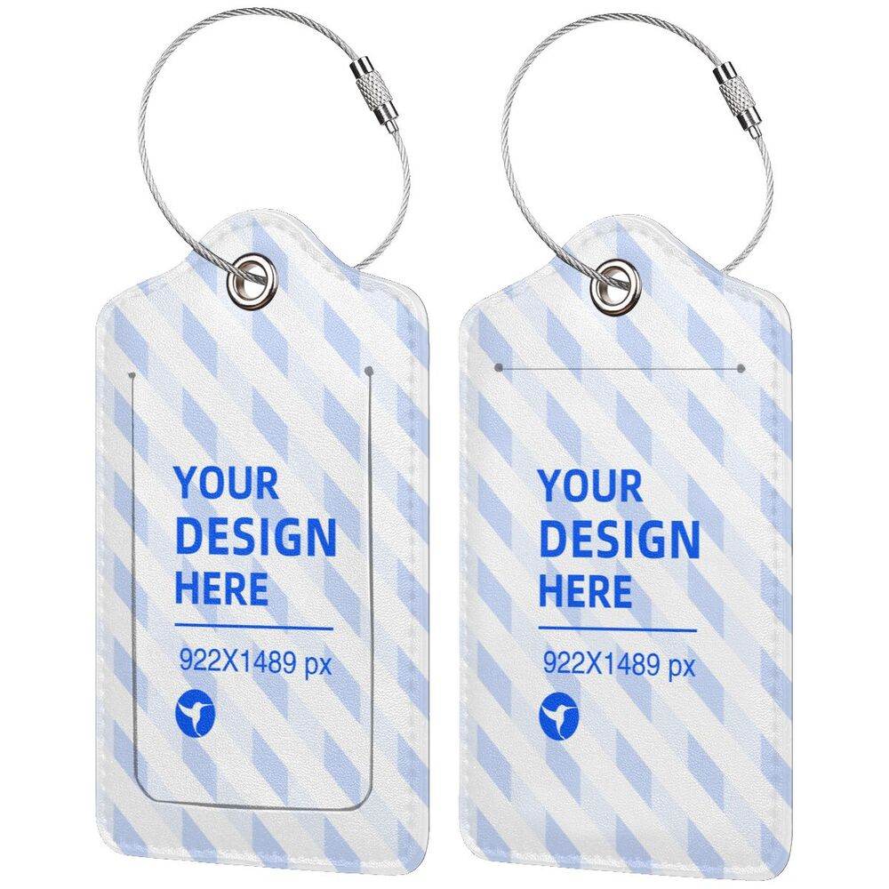 Stainless Steel Ring Leather Luggage Tag - Mubimart