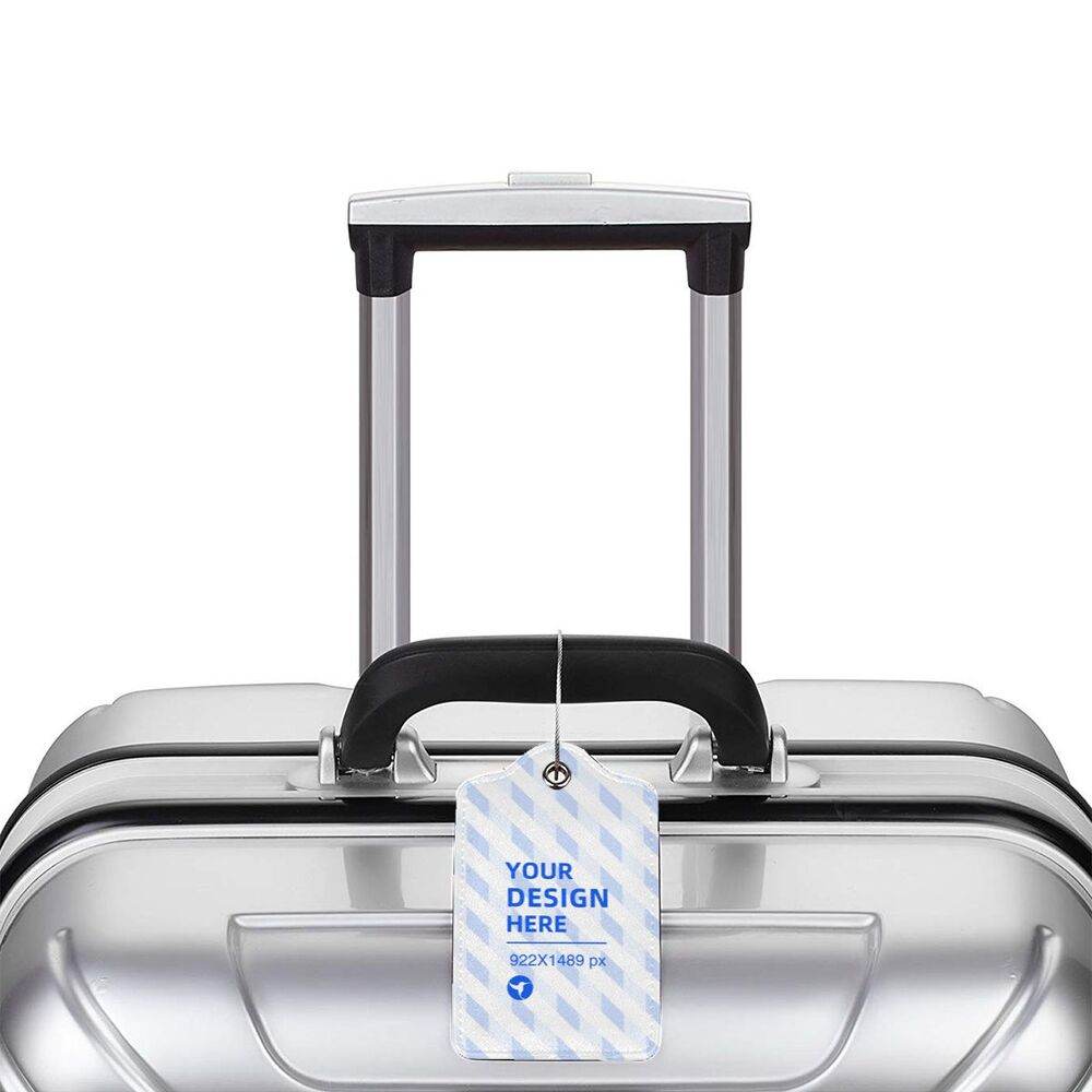 Stainless Steel Ring Leather Luggage Tag - Mubimart