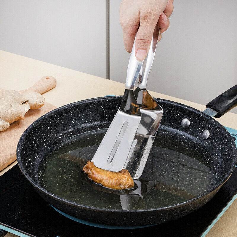 Stainless Steel Steak Clamp Food Bread Meat BBQ Clip Tongs Kitchen Cooking Tool - Mubimart