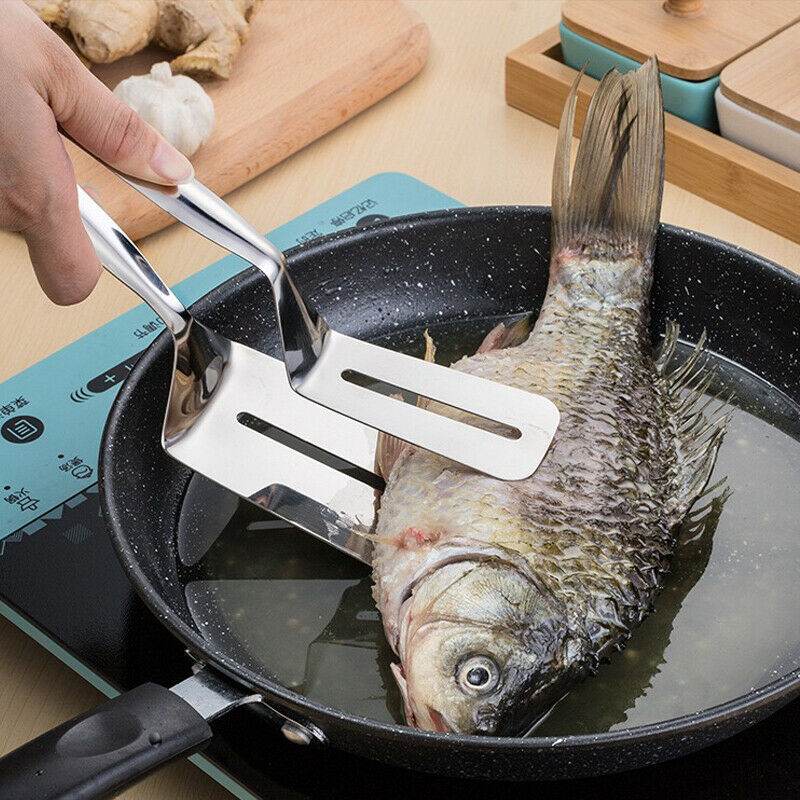 Stainless Steel Steak Clamp Food Bread Meat BBQ Clip Tongs Kitchen Cooking Tool - Mubimart