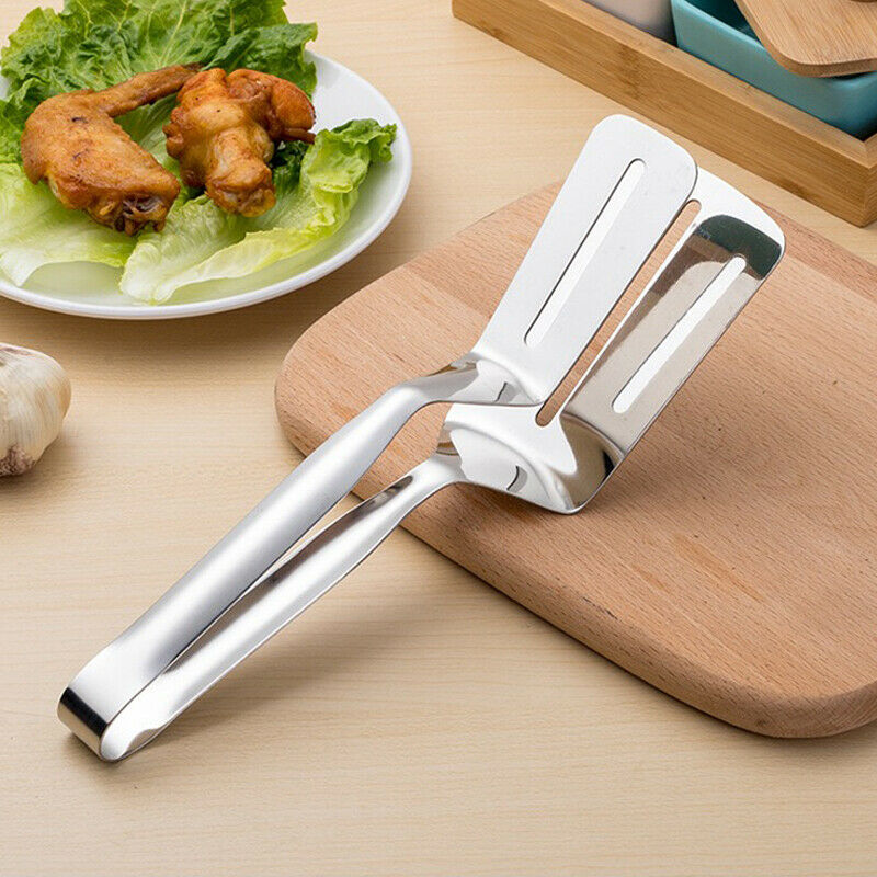 Stainless Steel Steak Clamp Food Bread Meat BBQ Clip Tongs Kitchen Cooking Tool - Mubimart - Food Tong 