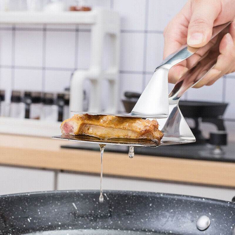 Stainless Steel Steak Clamp Food Bread Meat BBQ Clip Tongs Kitchen Cooking Tool - Mubimart