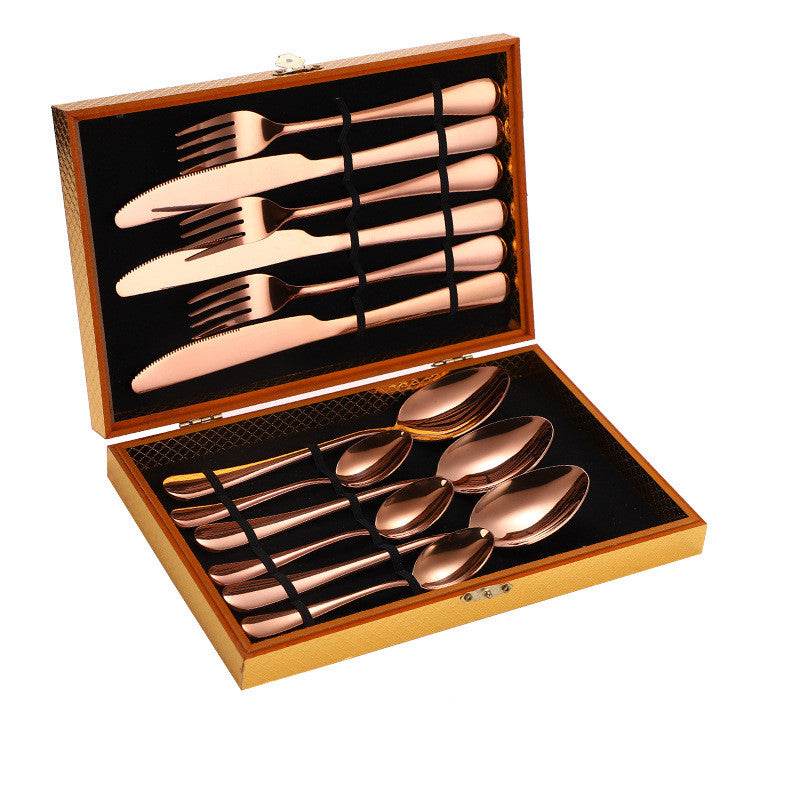 Stainless Steel Steak Cutlery Set Western Cutlery Cutlery Set Gift Box Wooden Box Cutlery - Mubimart