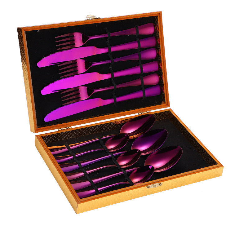 Stainless Steel Steak Cutlery Set Western Cutlery Cutlery Set Gift Box Wooden Box Cutlery Mubimart