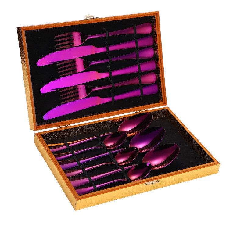 Stainless Steel Steak Cutlery Set Western Cutlery Cutlery Set Gift Box Wooden Box Cutlery - Mubimart