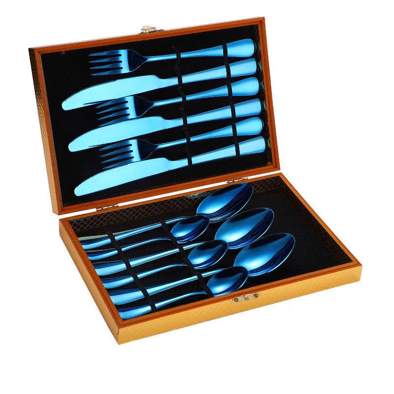 Stainless Steel Steak Cutlery Set Western Cutlery Cutlery Set Gift Box Wooden Box Cutlery - Mubimart