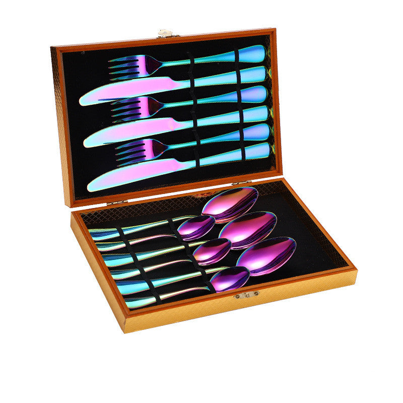 Stainless Steel Steak Cutlery Set Western Cutlery Cutlery Set Gift Box Wooden Box Cutlery Mubimart