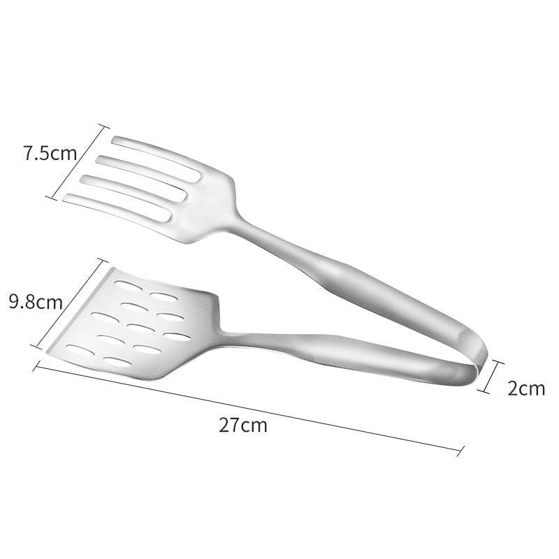 Stainless Steel Steak Frying Spatula Roast Fish BBQ Tongs Bread Meat Food Clip Drain Oil Leak Shovel Kitchen Cooking Utensils - Mubimart