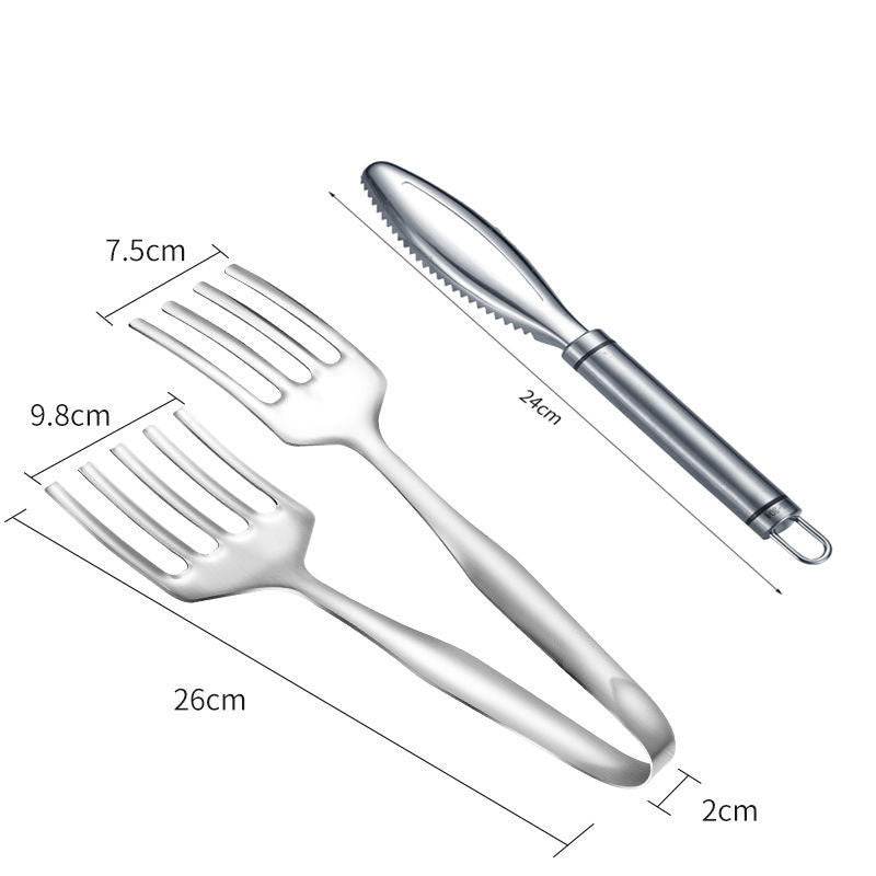 Stainless Steel Steak Frying Spatula Roast Fish BBQ Tongs Bread Meat Food Clip Drain Oil Leak Shovel Kitchen Cooking Utensils - Mubimart