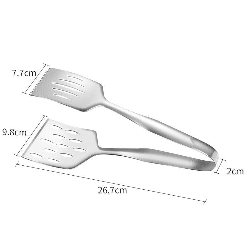 Stainless Steel Steak Frying Spatula Roast Fish BBQ Tongs Bread Meat Food Clip Drain Oil Leak Shovel Kitchen Cooking Utensils - Mubimart