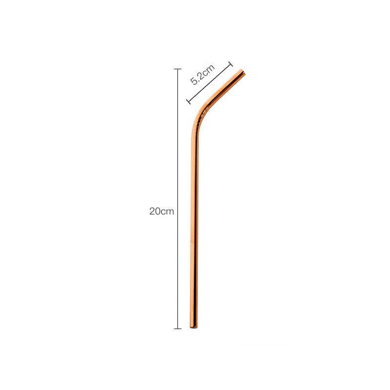 Stainless Steel Straws Titanium-Plated Color Milk Tea Coffee Beverage Metal Straws Set - Mubimart