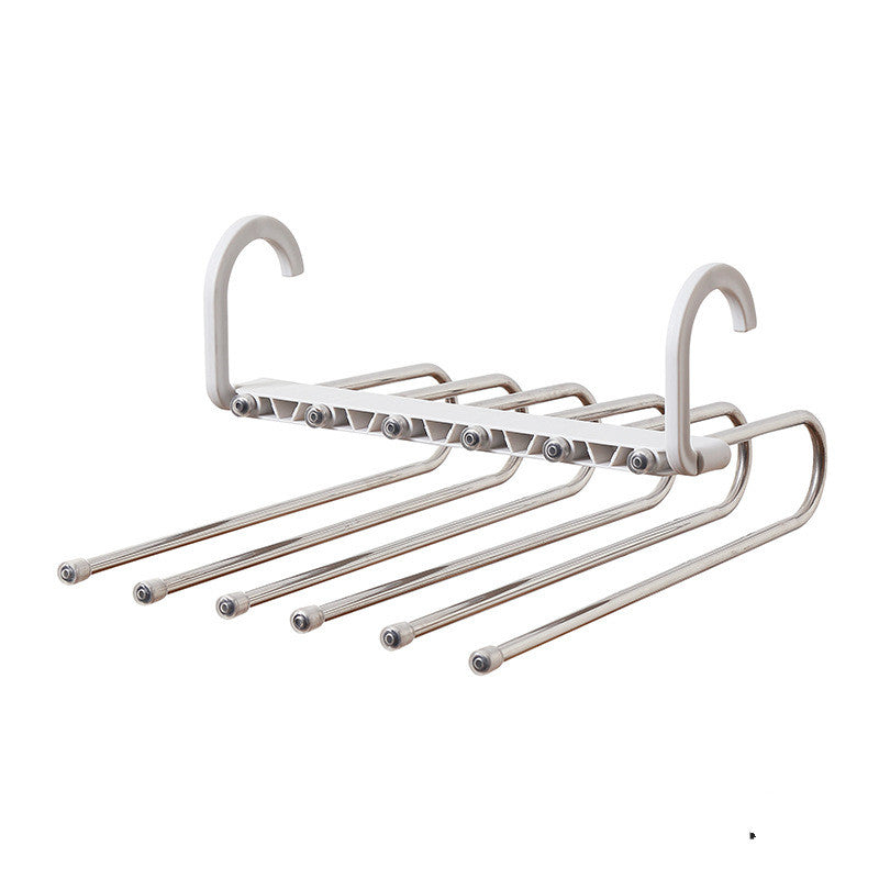 Stainless Steel Telescopic Folding Multifunctional Multi-layer Trouser Rack Pants Hanger - Mubimart - Pant hanger 