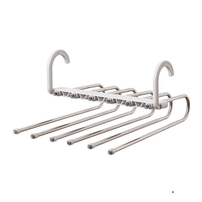 Stainless Steel Telescopic Folding Multifunctional Multi-layer Trouser Rack Pants Hanger - Mubimart