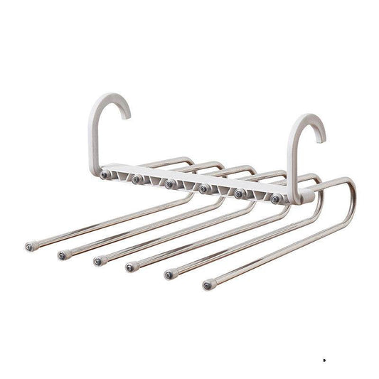 Stainless Steel Telescopic Folding Multifunctional Multi-layer Trouser Rack Pants Hanger - Mubimart