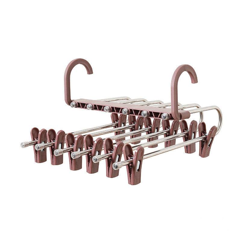 Stainless Steel Telescopic Folding Multifunctional Multi-layer Trouser Rack Pants Hanger - Mubimart