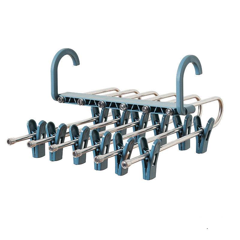 Stainless Steel Telescopic Folding Multifunctional Multi-layer Trouser Rack Pants Hanger - Mubimart