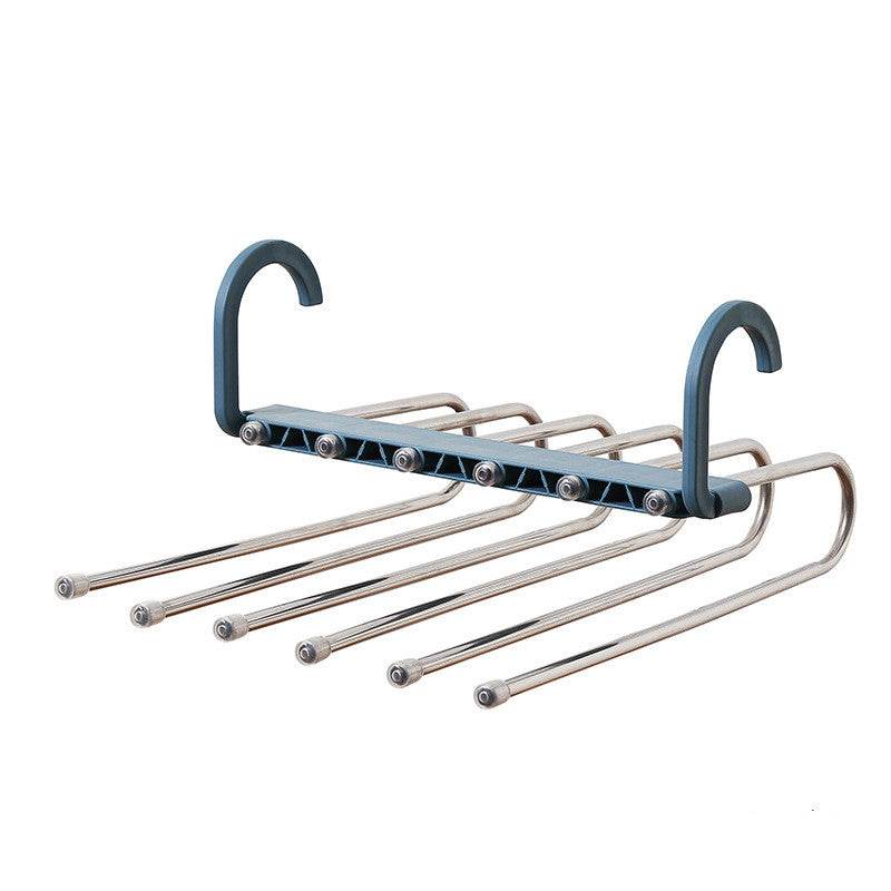 Stainless Steel Telescopic Folding Multifunctional Multi-layer Trouser Rack Pants Hanger - Mubimart