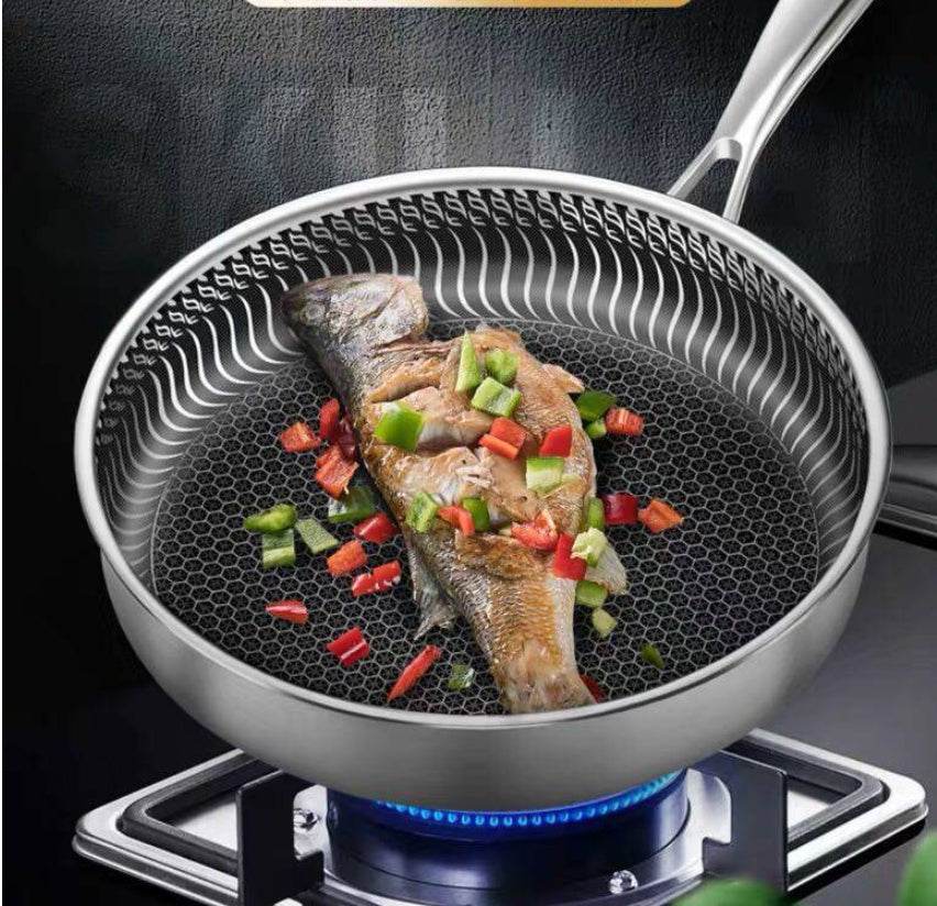 Stainless Steel Uncoated Frying Pan - Mubimart