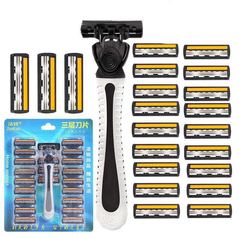 Stainless Steel Vintage Manual Three Layer Razor Blade Set - Mubimart