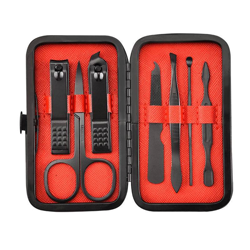 Stainless steel black nail clipper set - Mubimart
