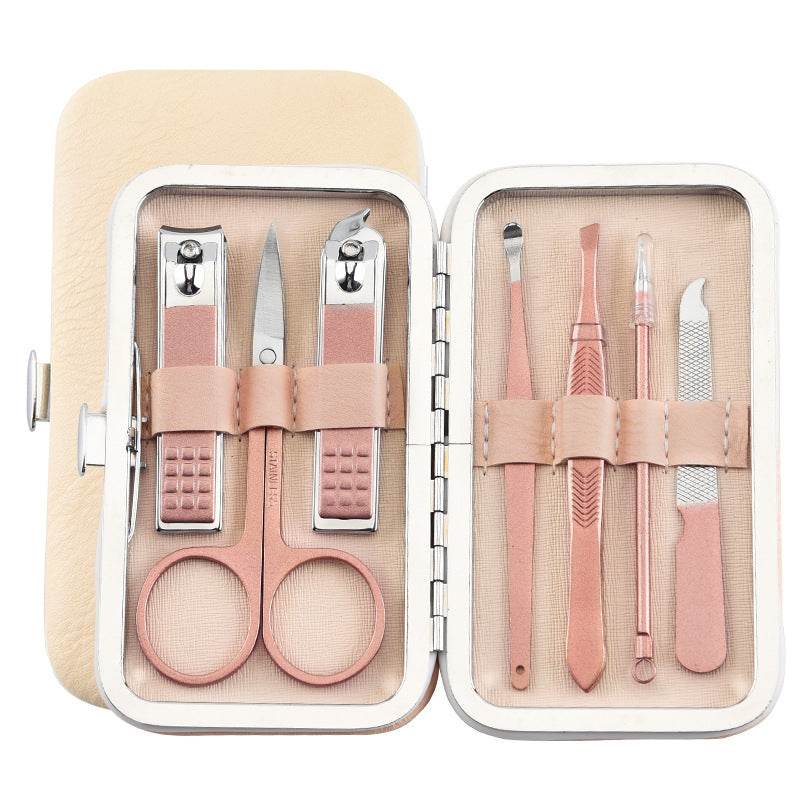 Stainless steel black nail clipper set - Mubimart