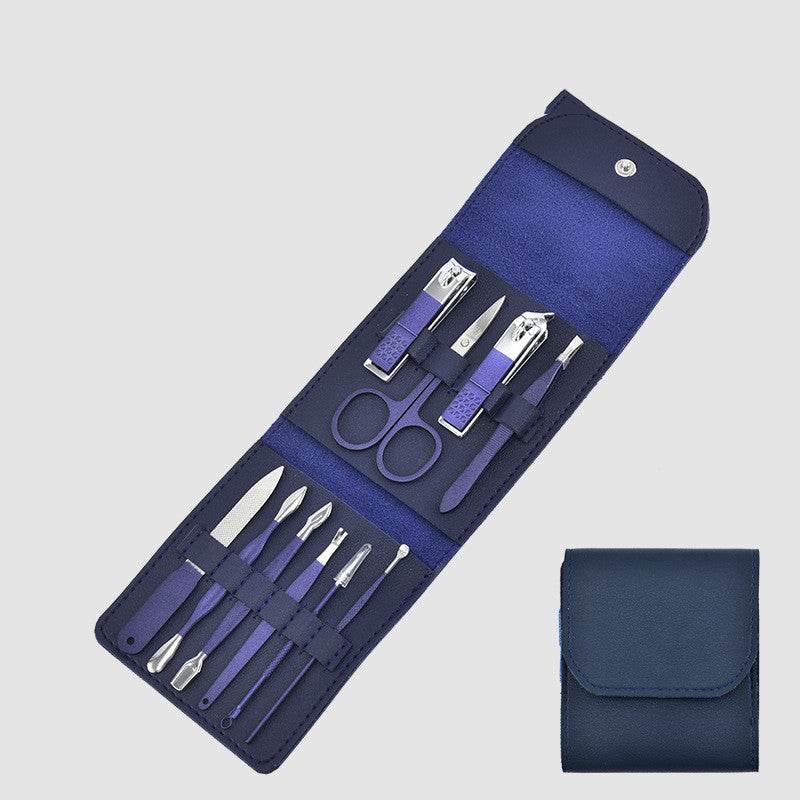 Stainless steel black nail clipper set - Mubimart