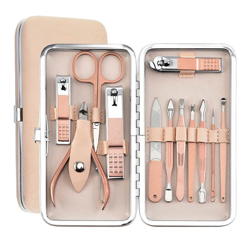 Stainless steel black nail clipper set - Mubimart