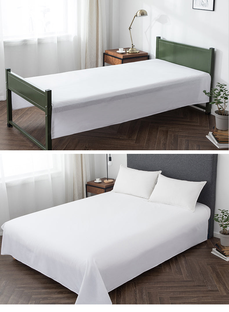 Standard White Bed Pure White Bed Sheet Cotton Single Bed Sheet - Mubimart -  