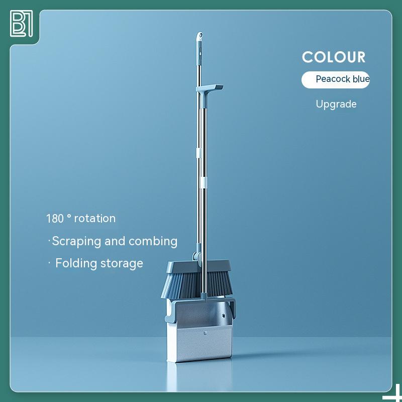 Standing Broom With Comb Teeth Dustpan Set - Mubimart -  