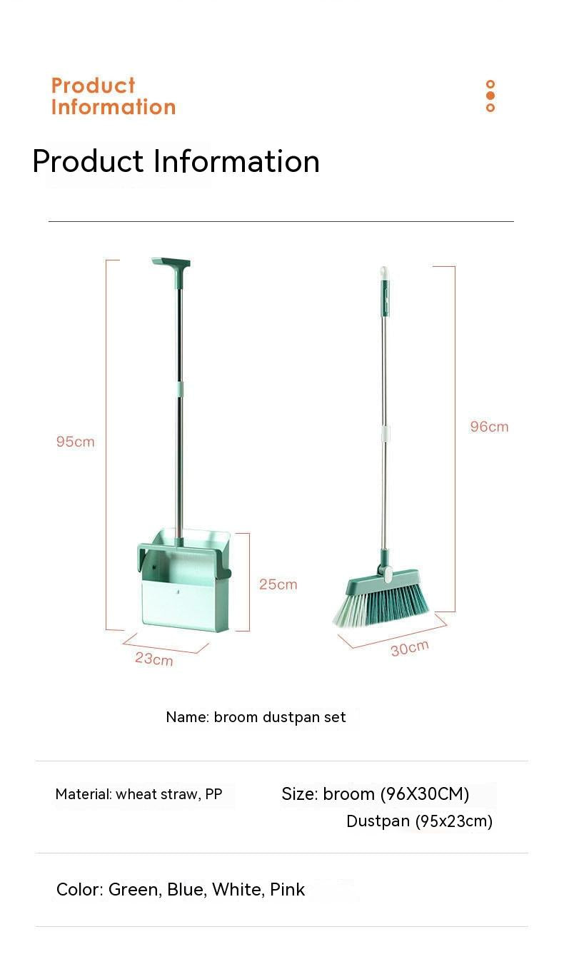 Standing Broom With Comb Teeth Dustpan Set - Mubimart -  