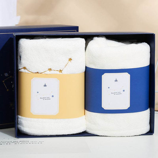 Star Embroidered Towel Dry Hair Cap Set Box - Mubimart
