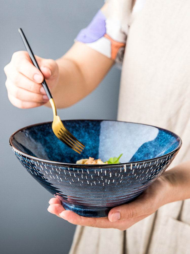 Starry Thread Bowl Ceramic Ramen Bowl Large Soup Bowl Household - Mubimart