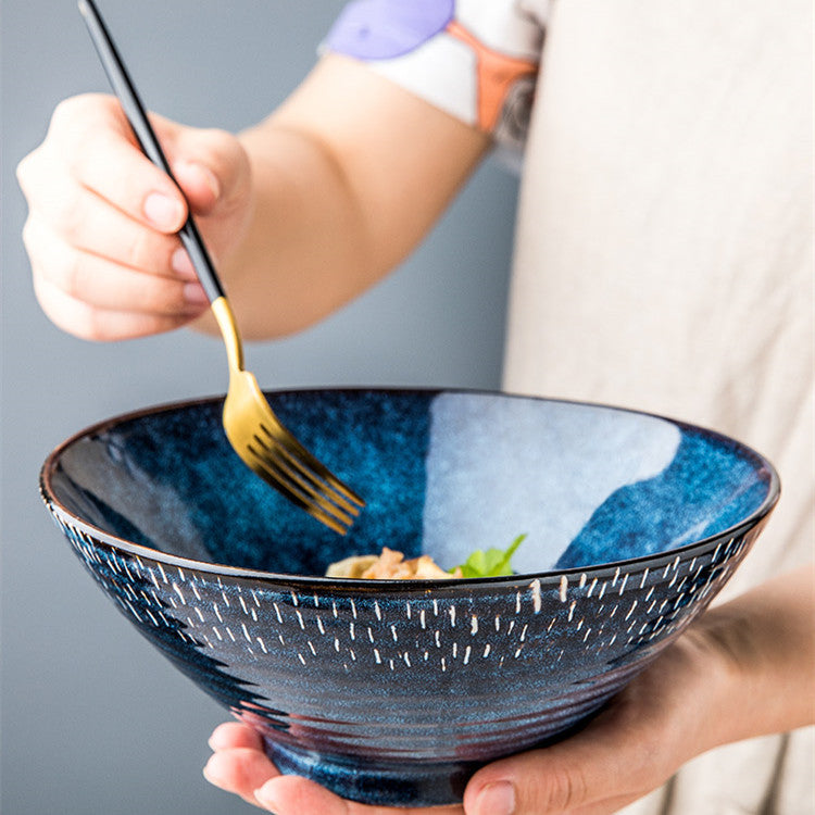 Starry Thread Bowl Ceramic Ramen Bowl Large Soup Bowl Household - Mubimart - Soup bowl 