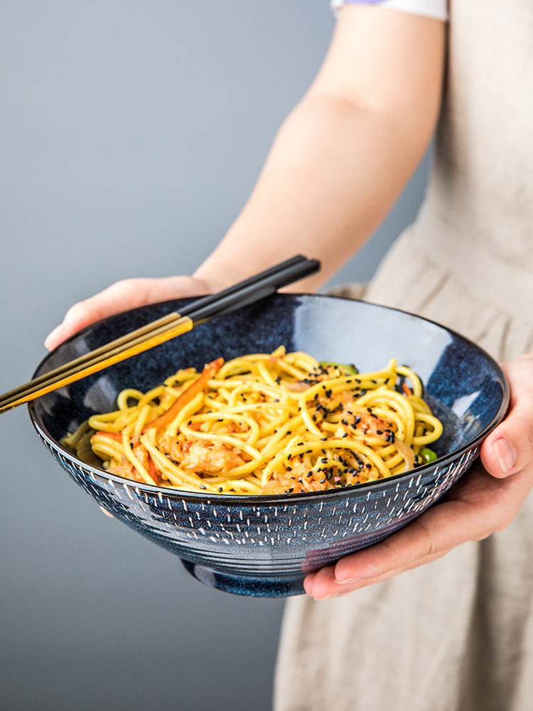 Starry Thread Bowl Ceramic Ramen Bowl Large Soup Bowl Household - Mubimart