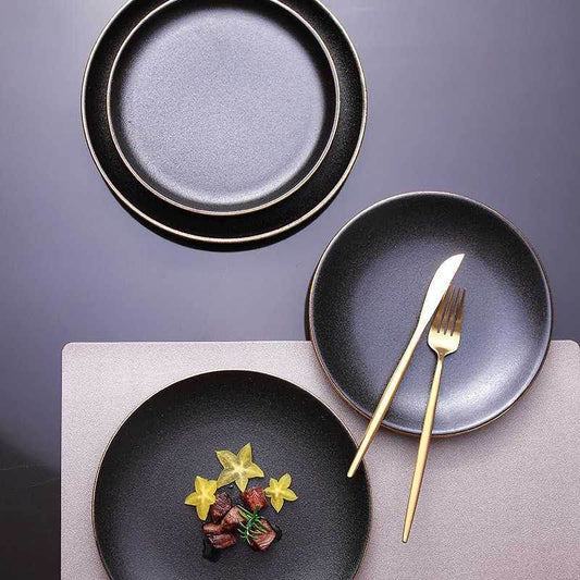 Steak Plate Round Flat Plate Western Food Plate - Mubimart