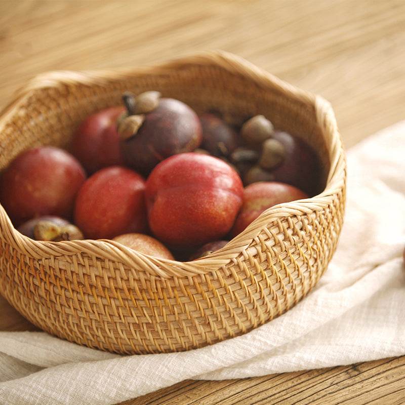 Storage Basket Hand-Woven Basket Bamboo Woven Bamboo Basket Bamboo Basket - Mubimart