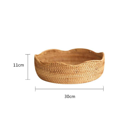 Storage Basket Hand-Woven Basket Bamboo Woven Bamboo Basket Bamboo Basket - Mubimart