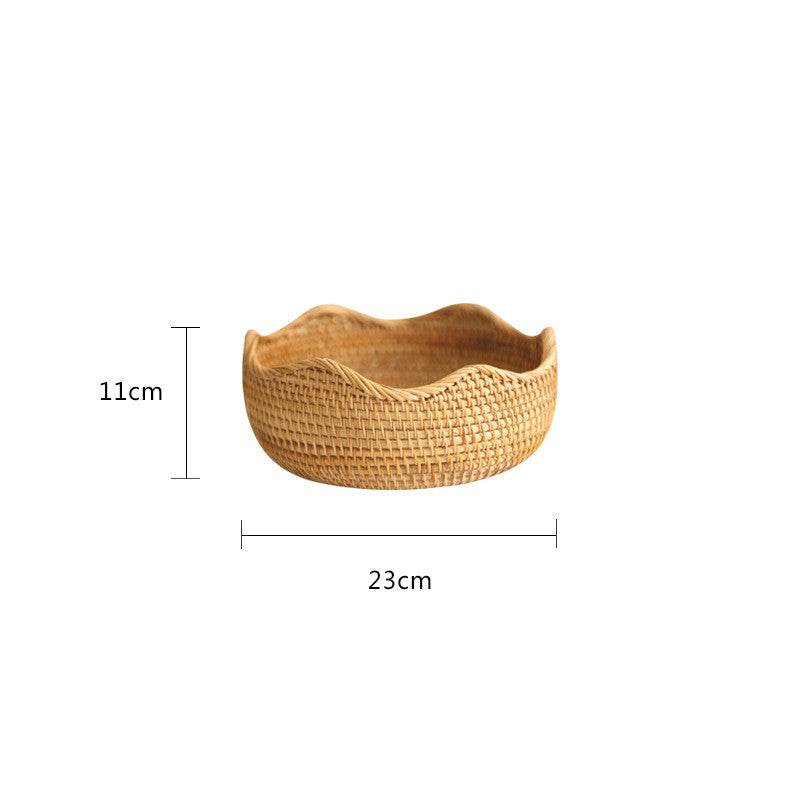 Storage Basket Hand-Woven Basket Bamboo Woven Bamboo Basket Bamboo Basket - Mubimart