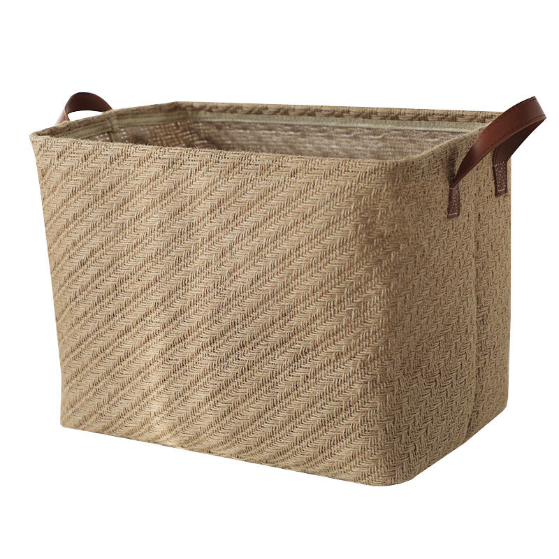 Storage Basket Jute Fabric Foldable Storage Box - Mubimart -  