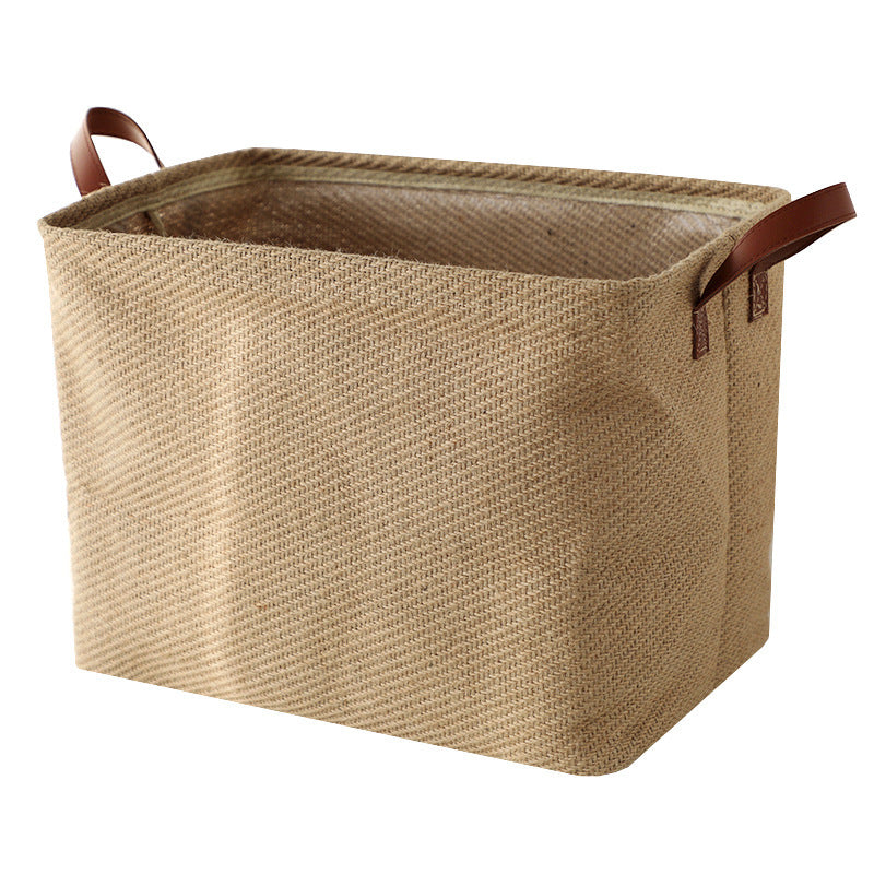 Storage Basket Jute Fabric Foldable Storage Box - Mubimart -  