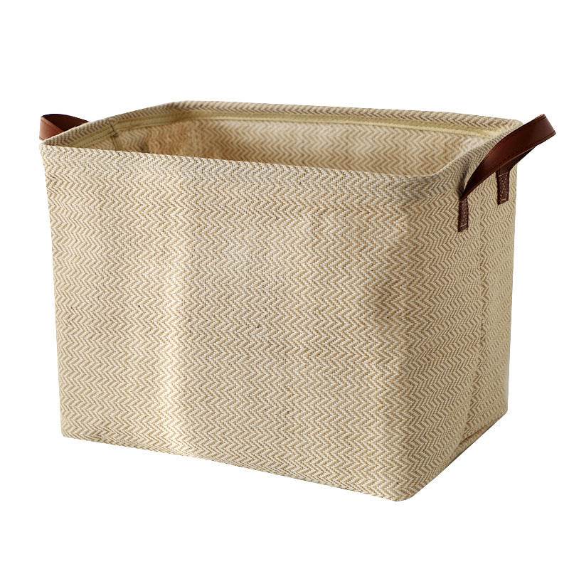 Storage Basket Jute Fabric Foldable Storage Box - Mubimart