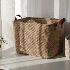 Storage Basket Jute Fabric Foldable Storage Box - Mubimart -  